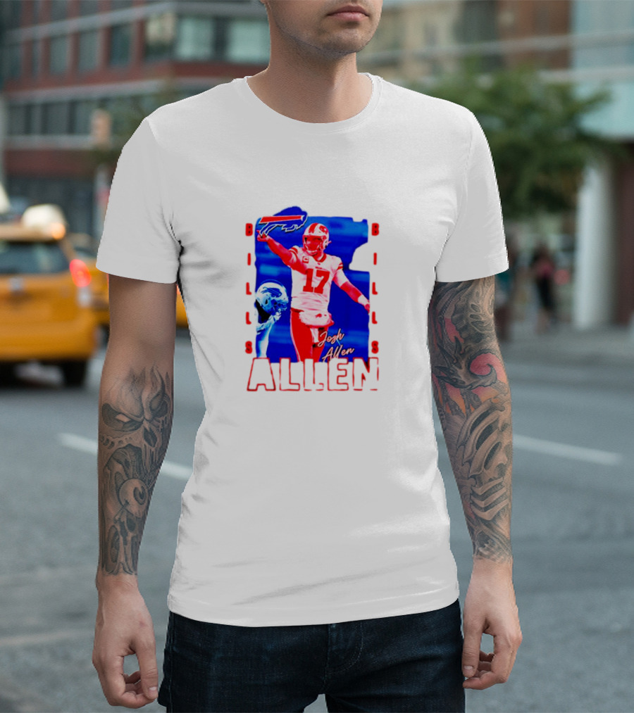 Josh Allen Buffalo Bills NFL Quarterback Iconic Play Action Image T-Shirt