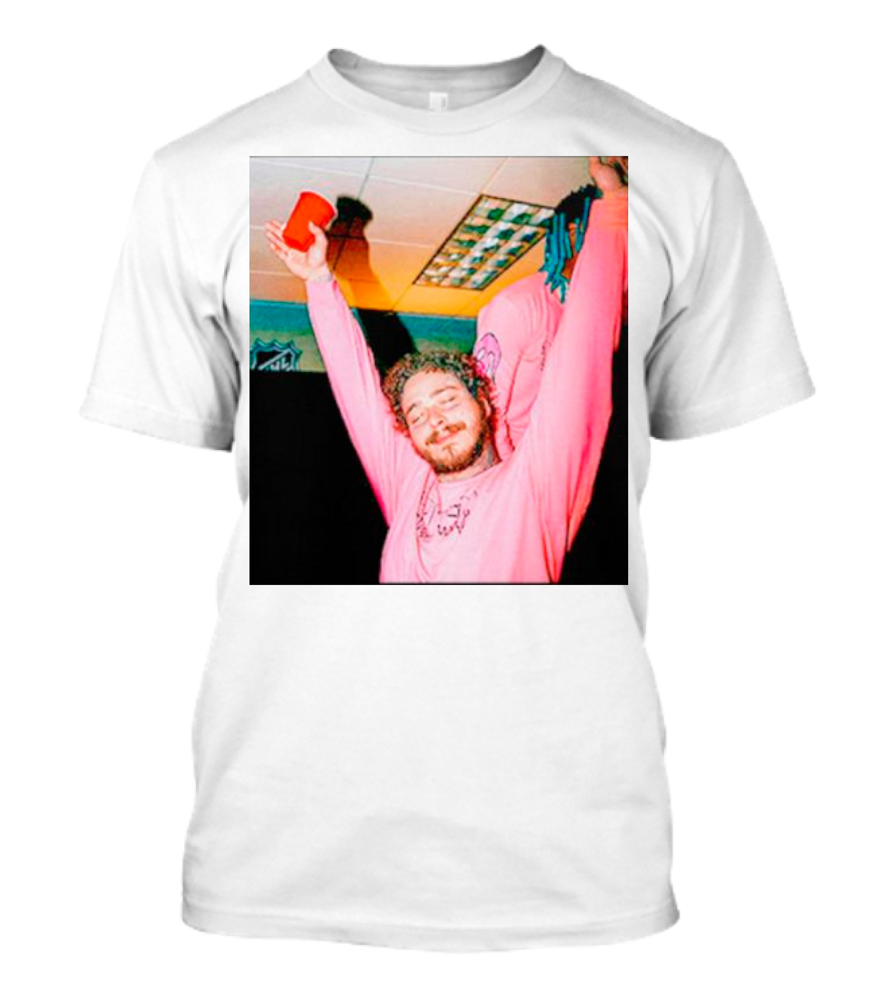 Malone Pink Shirt Red Cup Hands Up T-Shirt