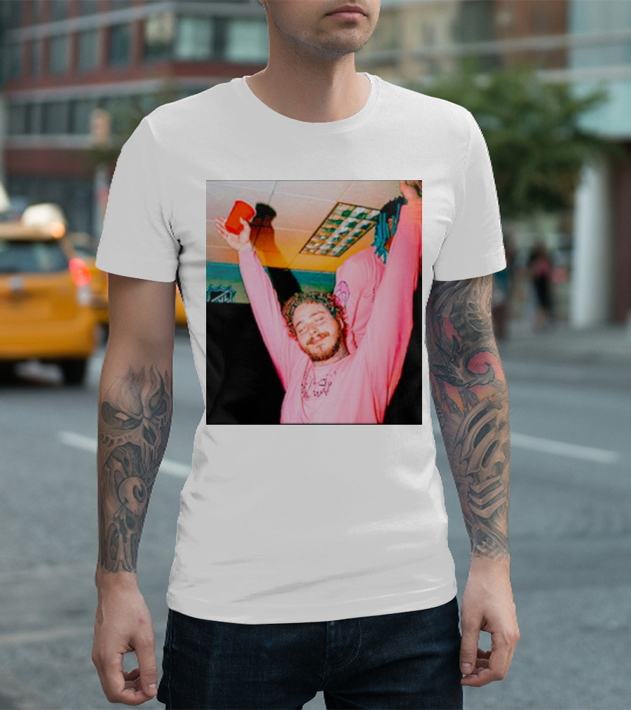 Malone Pink Shirt Red Cup Hands Up T-Shirt