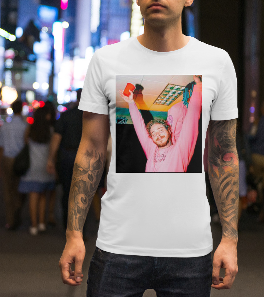 Malone Pink Shirt Red Cup Hands Up T-Shirt