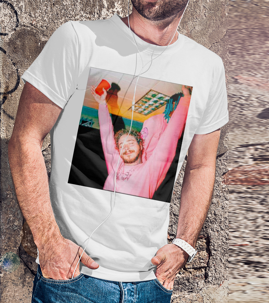 Malone Pink Shirt Red Cup Hands Up T-Shirt