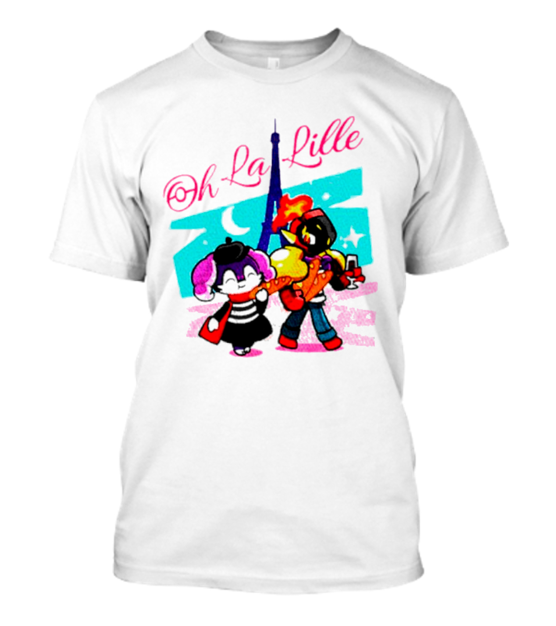 Oh La Lille Eiffel Tower Cartoon Characters T-Shirt