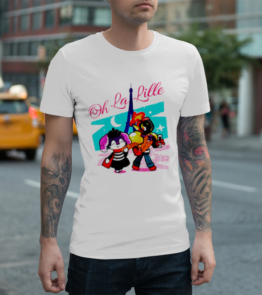 Oh La Lille Eiffel Tower Cartoon Characters T-Shirt