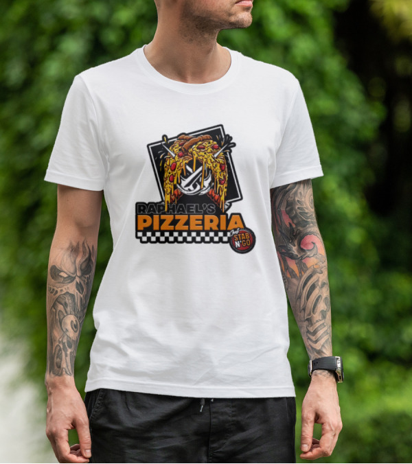 Raphael's Pizzeria Just Stab N' Go Pizza Graphic With Slicing Swords T-Shirt