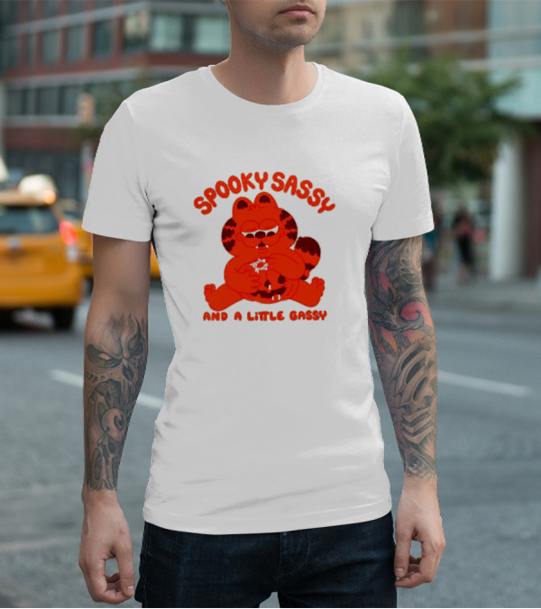 Spooky Sassy And A Little Gassy Halloween Cat Eating Candy T-Shirt