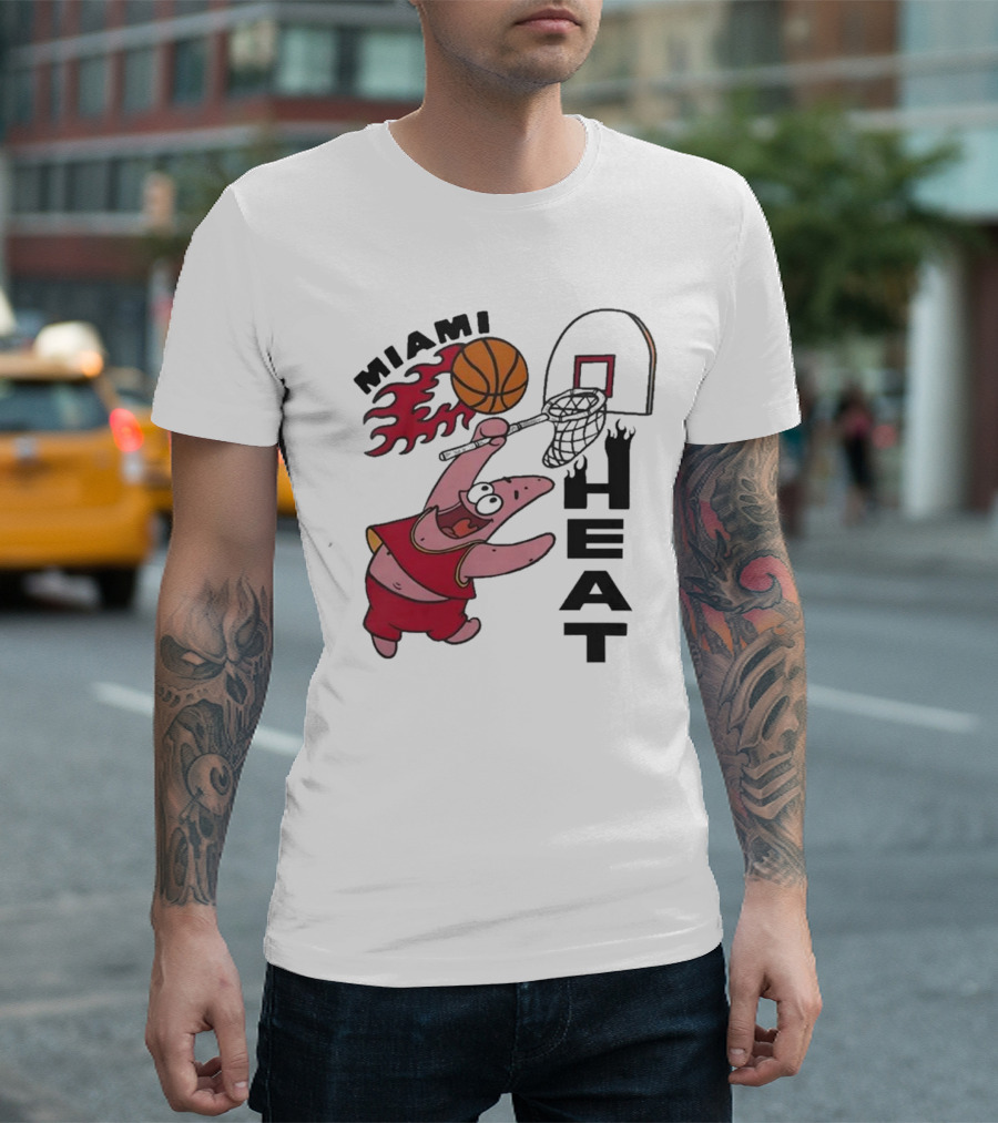 Miami Heat Homage Patrick Star Basketball Dunking Fun T-Shirt