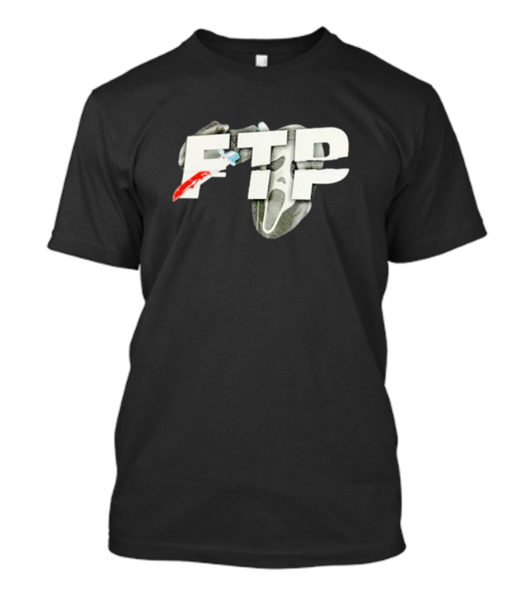 FTP Ghost Halloween Scream Mask Red Knife T-Shirt
