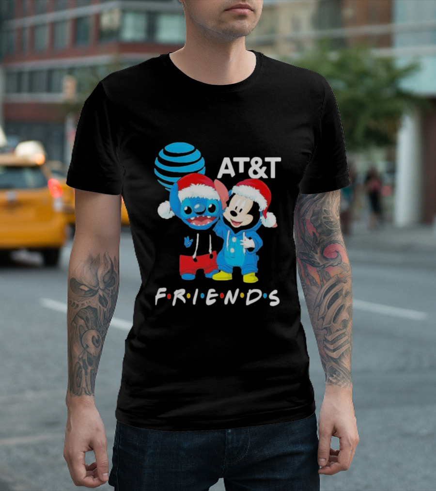 AT&T Stitch and Mickey Mouse Friends Merry Christmas T-Shirt