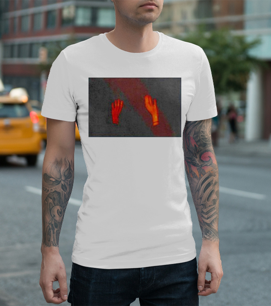 Hands to the Sky Vibrant Red Elevated Gesture T-Shirt