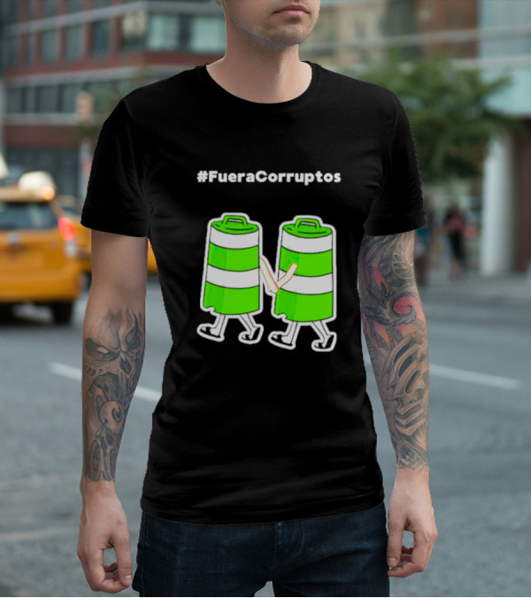 Paola Hurtado Uri Samayoa #Fueracorruptos Green Bins Handshake T-Shirt