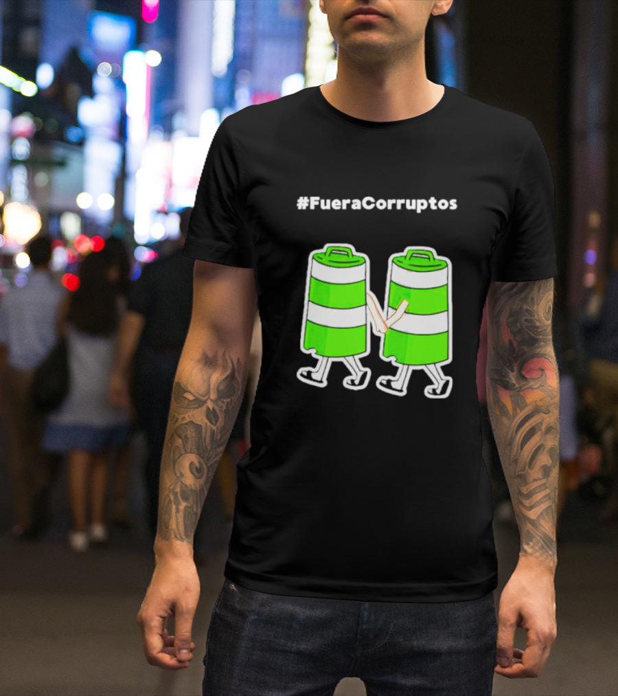 Paola Hurtado Uri Samayoa #Fueracorruptos Green Bins Handshake T-Shirt