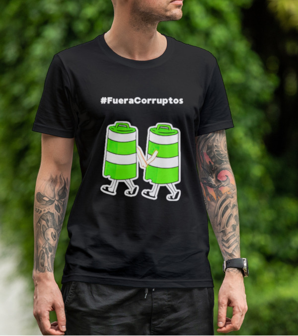 Paola Hurtado Uri Samayoa #Fueracorruptos Green Bins Handshake T-Shirt