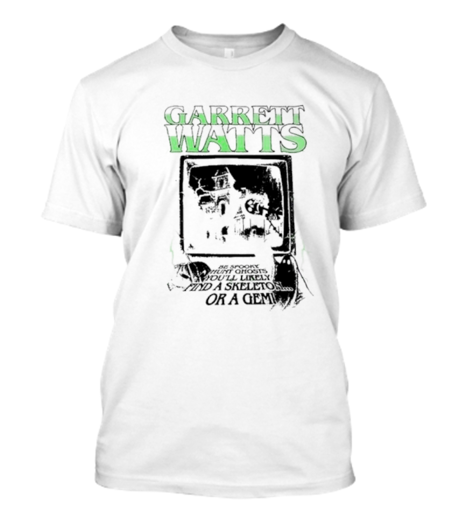 Garrett Watts Haunted Ghosts Skeleton Gem TV House Image T-Shirt