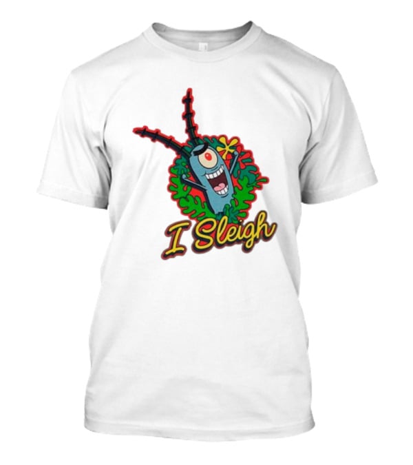 SpongeBob SquarePants Plankton I Sleigh Christmas Holiday Wreath T-Shirt