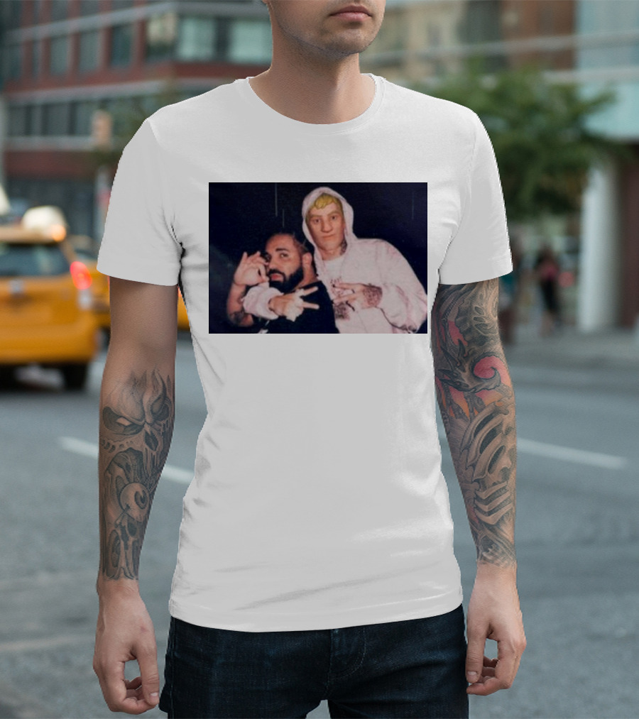 Drake x Jonesy Friends Collaboration Image with Rapper and Fortnite Character T-Shirt