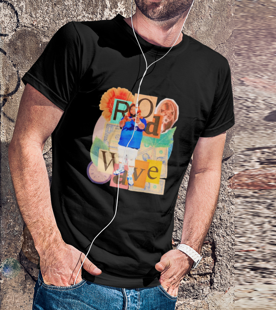 Rod Wave Vintage Bootleg Collage With Floral And Currency Elements T-Shirt