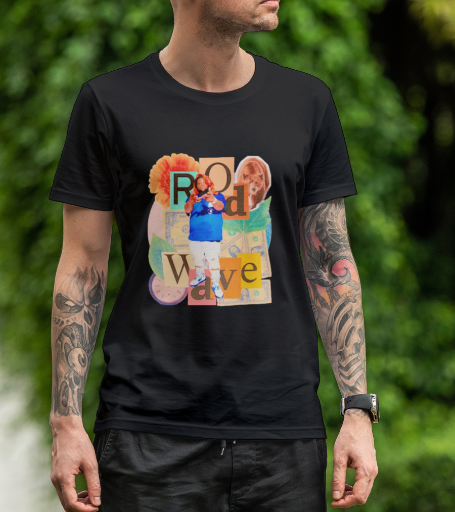 Rod Wave Vintage Bootleg Collage With Floral And Currency Elements T-Shirt