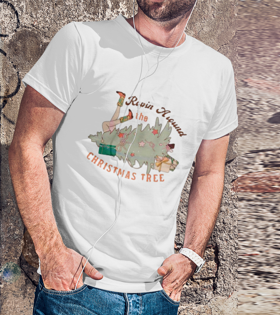 Ropin Around The Christmas Tree Vintage Western Holiday Fun T-Shirt