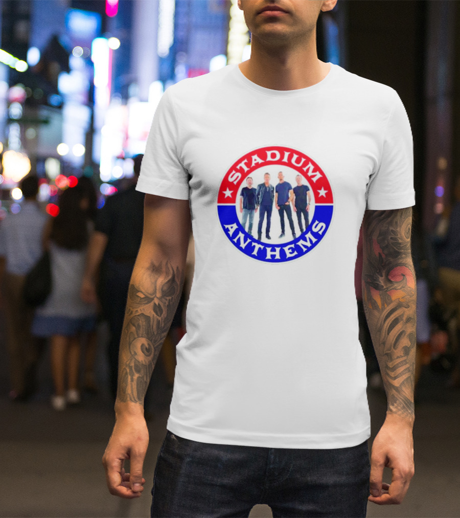 Stadium Anthems Rock Band Circle Logo With Stars And Group Image T-Shirt