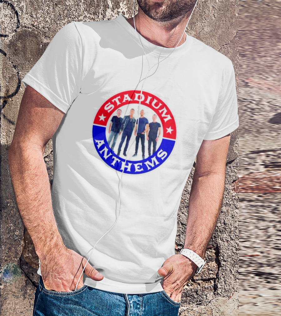 Stadium Anthems Rock Band Circle Logo With Stars And Group Image T-Shirt