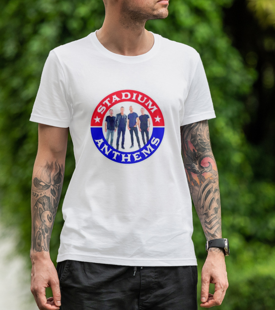Stadium Anthems Rock Band Circle Logo With Stars And Group Image T-Shirt