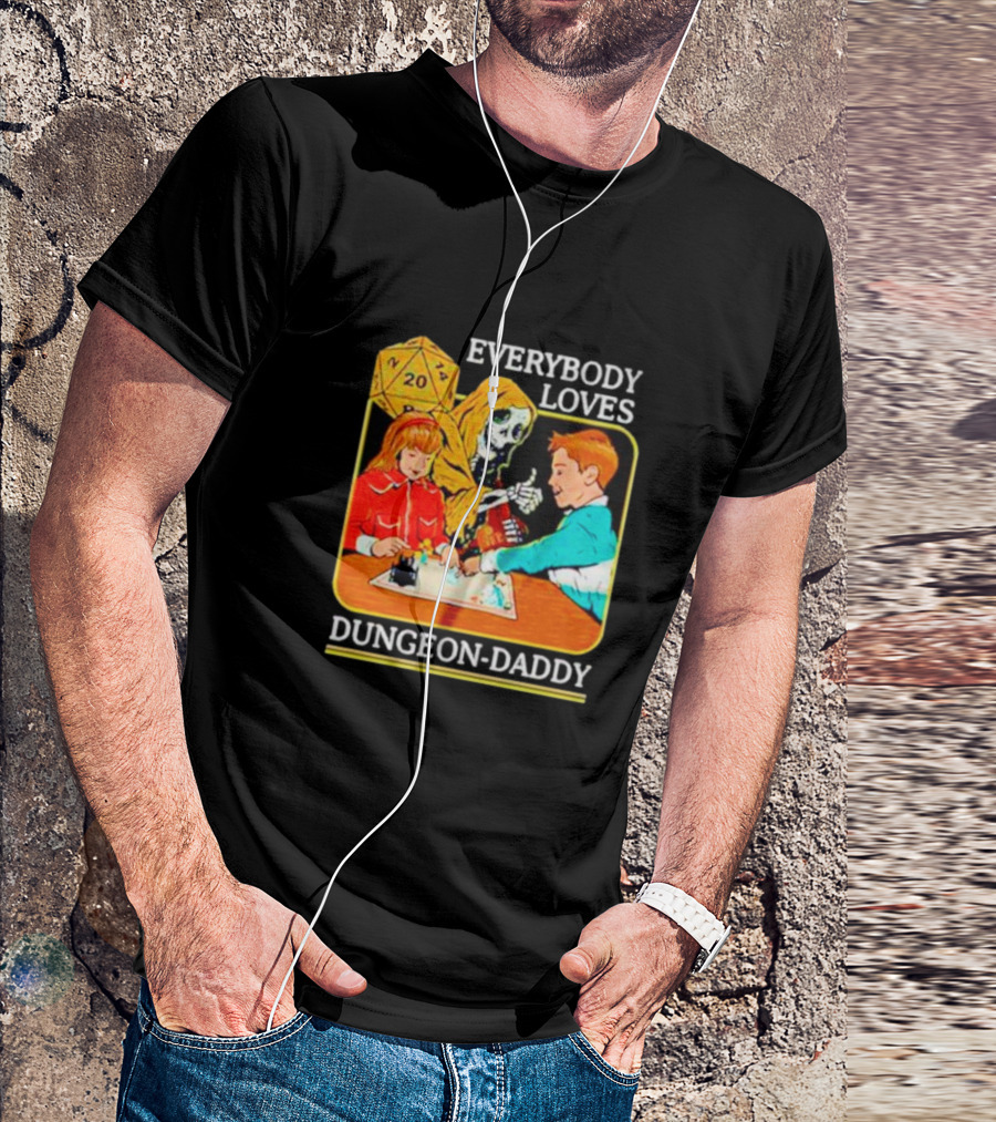 Everybody Loves Dungeon-Daddy Vintage RPG Dice Skeleton Adventure T-Shirt