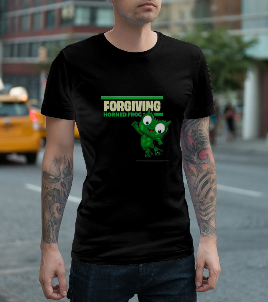 Forgiving Horned Frog Playful Green Character T-Shirt
