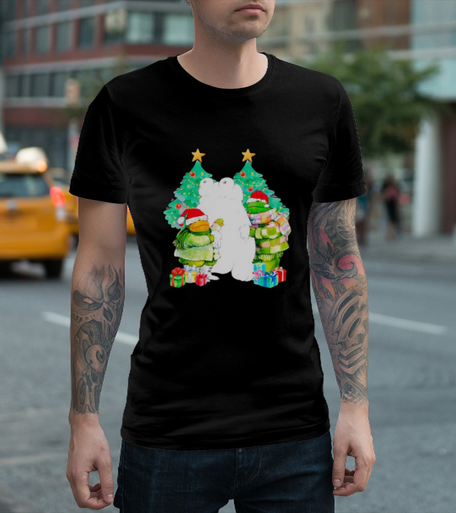 Frog and Toad Christmas Trees Presents Holiday Scene T-Shirt