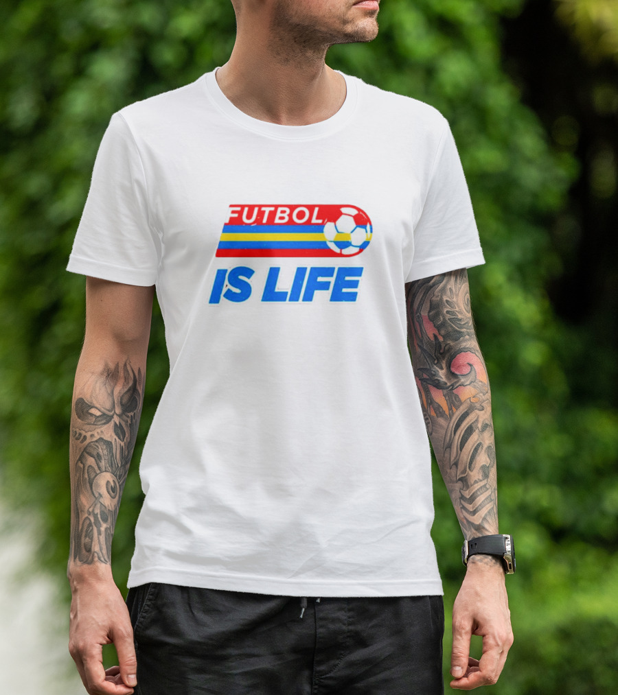 Futbol Is Life Retro Striped Soccer Ball T-Shirt