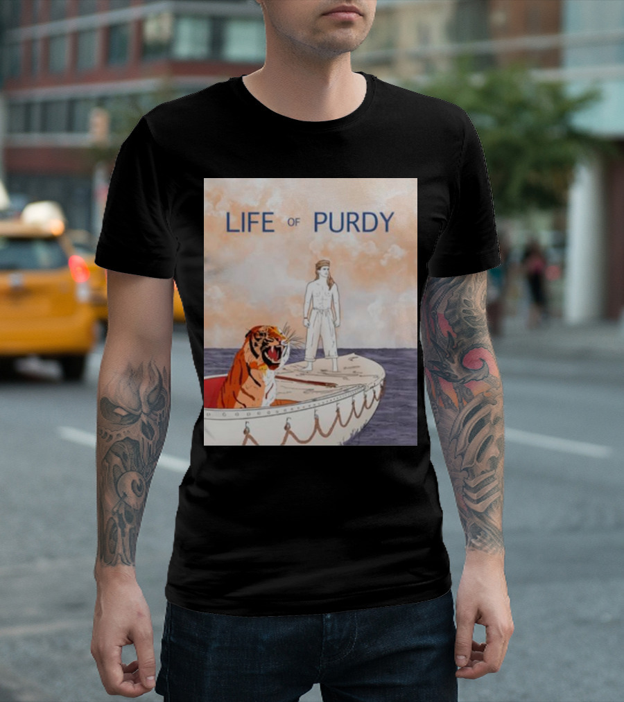Life of Purdy Adventure with Tiger on Boat T-Shirt
