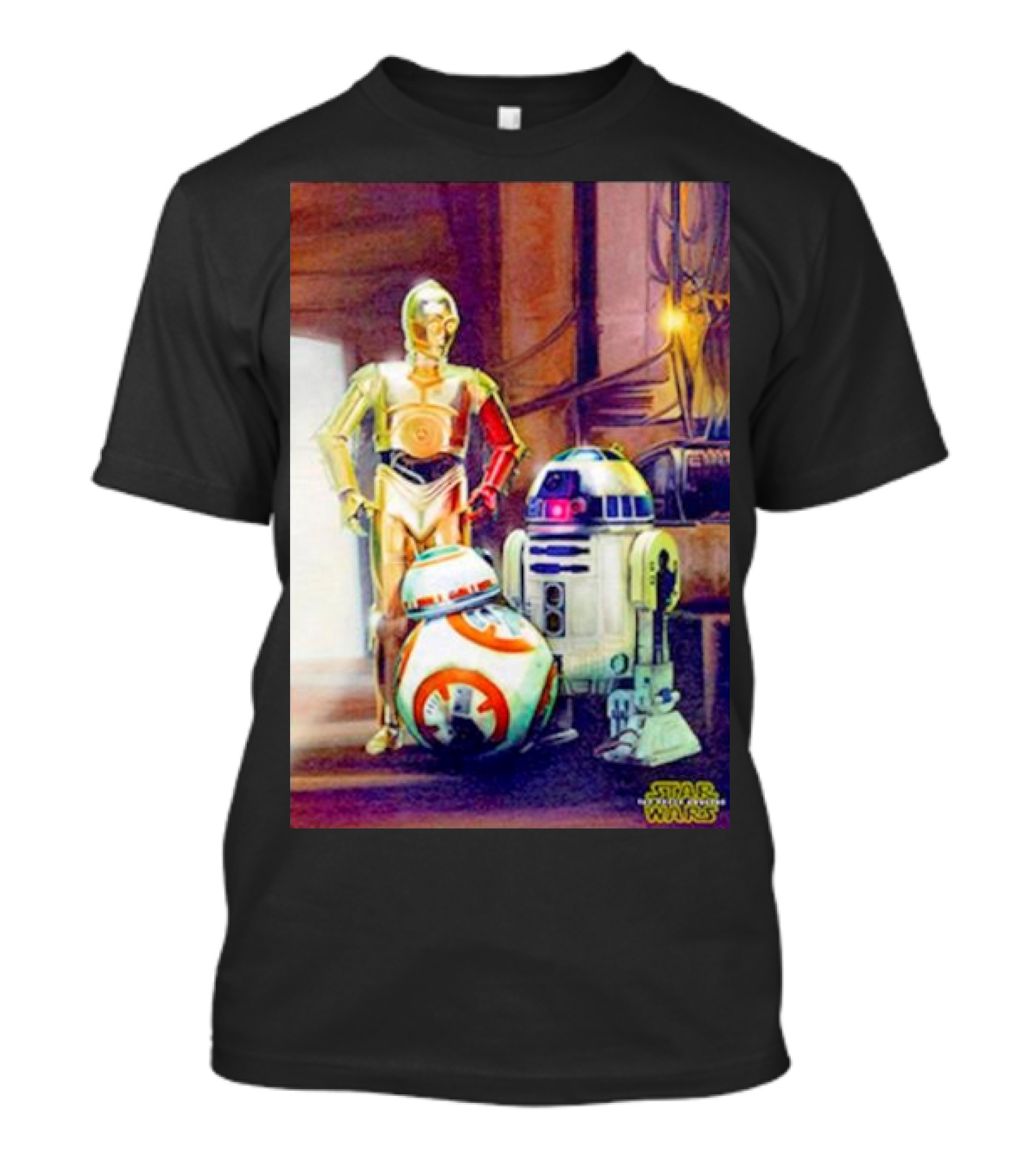 Three Droids C-3PO R2-D2 BB-8 Star Wars The Force Awakens T-Shirt