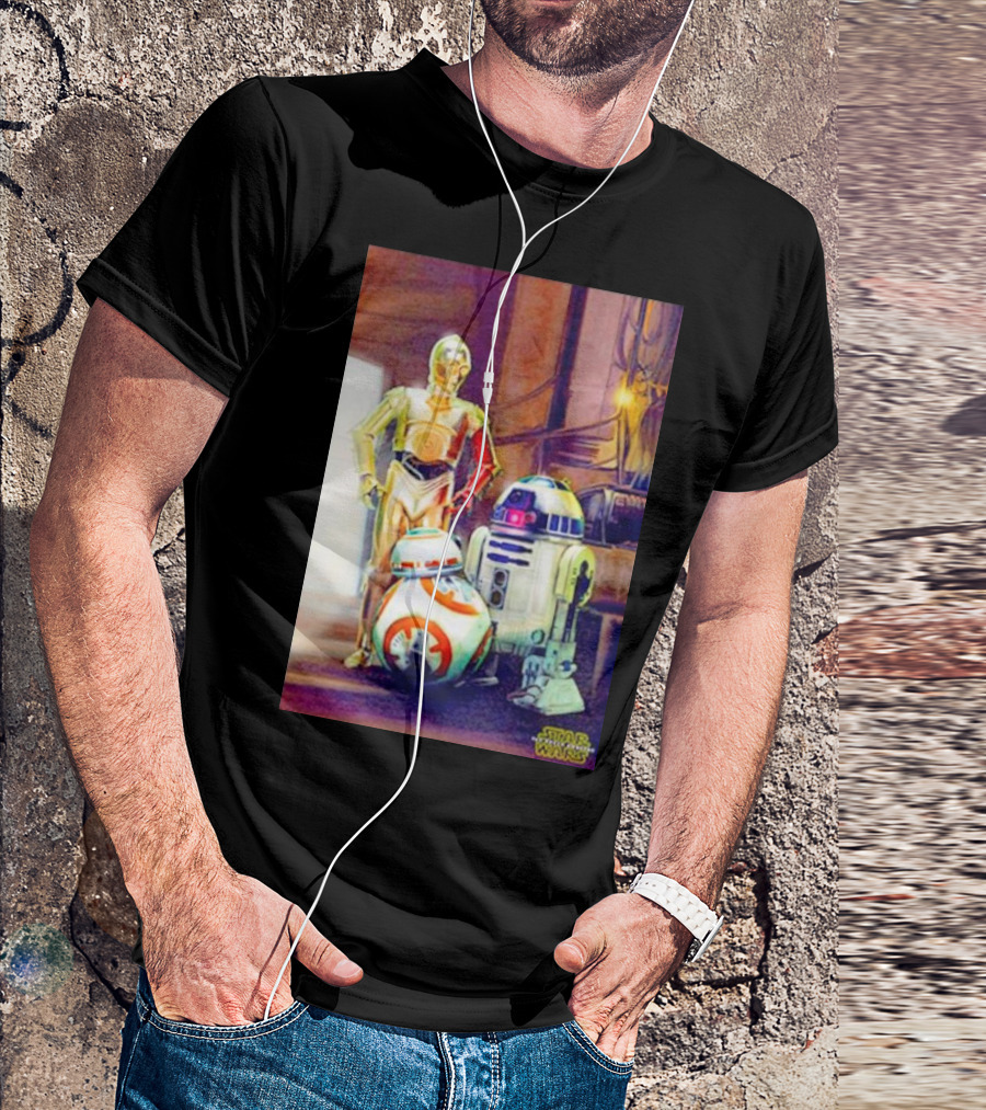 Three Droids C-3PO R2-D2 BB-8 Star Wars The Force Awakens T-Shirt