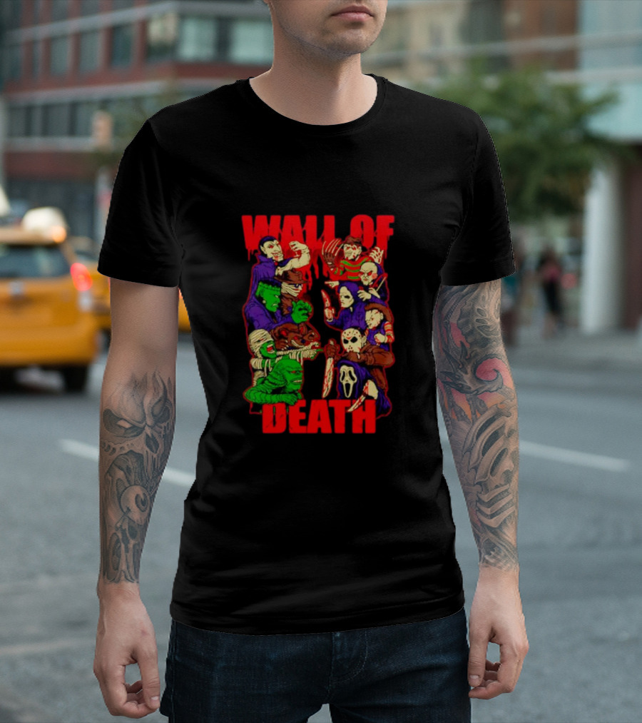Wall Of Death Monster Horror Icons Collage T-Shirt