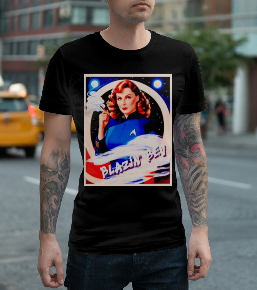 Blazin' Bev Retro Space Pioneer With Star Emblem T-Shirt