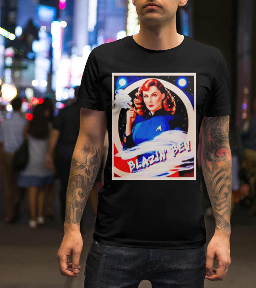 Blazin' Bev Retro Space Pioneer With Star Emblem T-Shirt