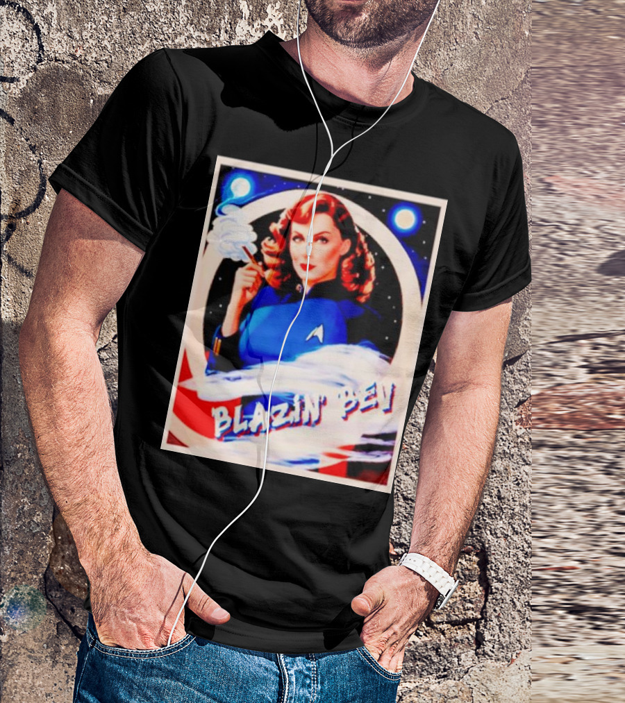 Blazin' Bev Retro Space Pioneer With Star Emblem T-Shirt