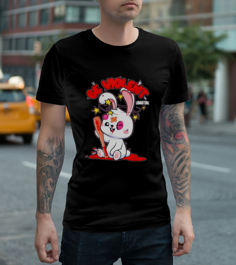 Blackpool Combat Club Be Violent Bunny With Bat T-Shirt