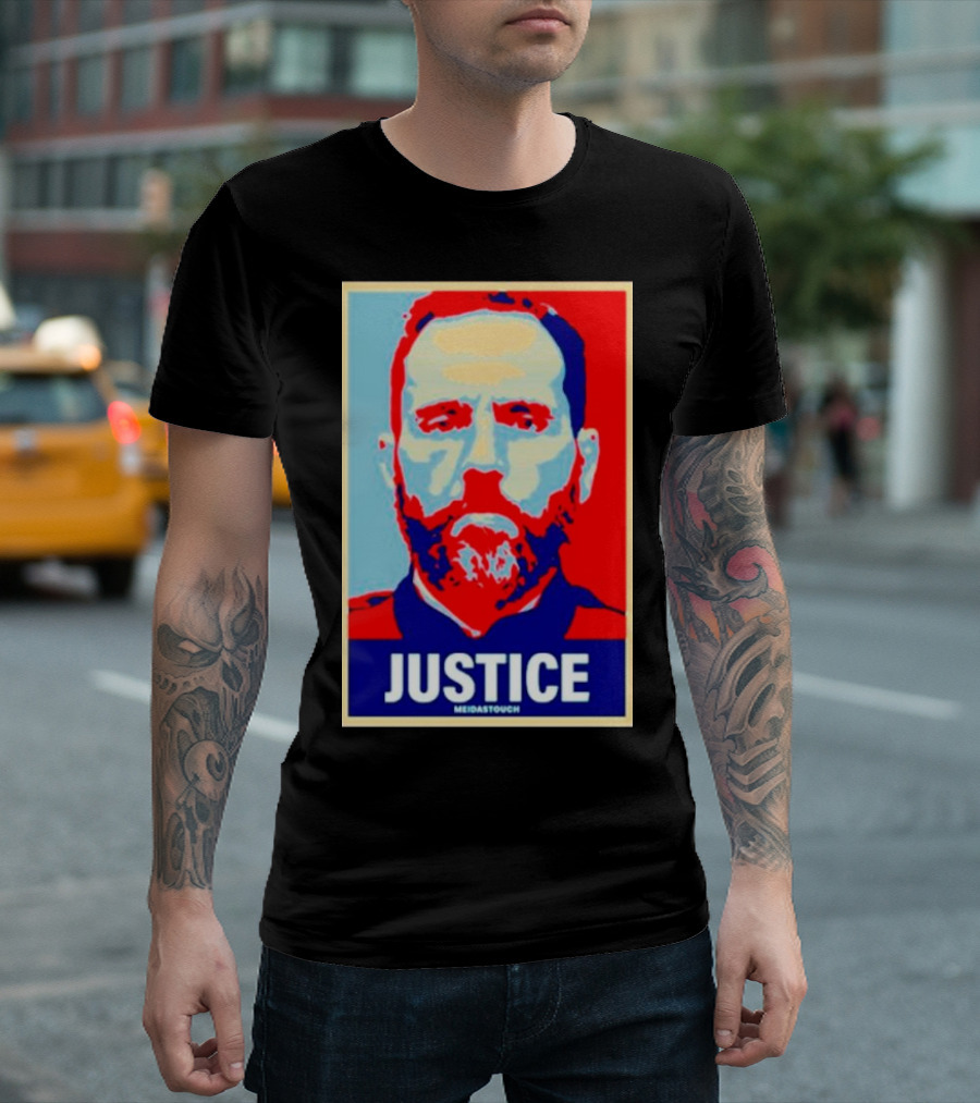 Justice Poster Style Image with MediasTouch Text T-Shirt