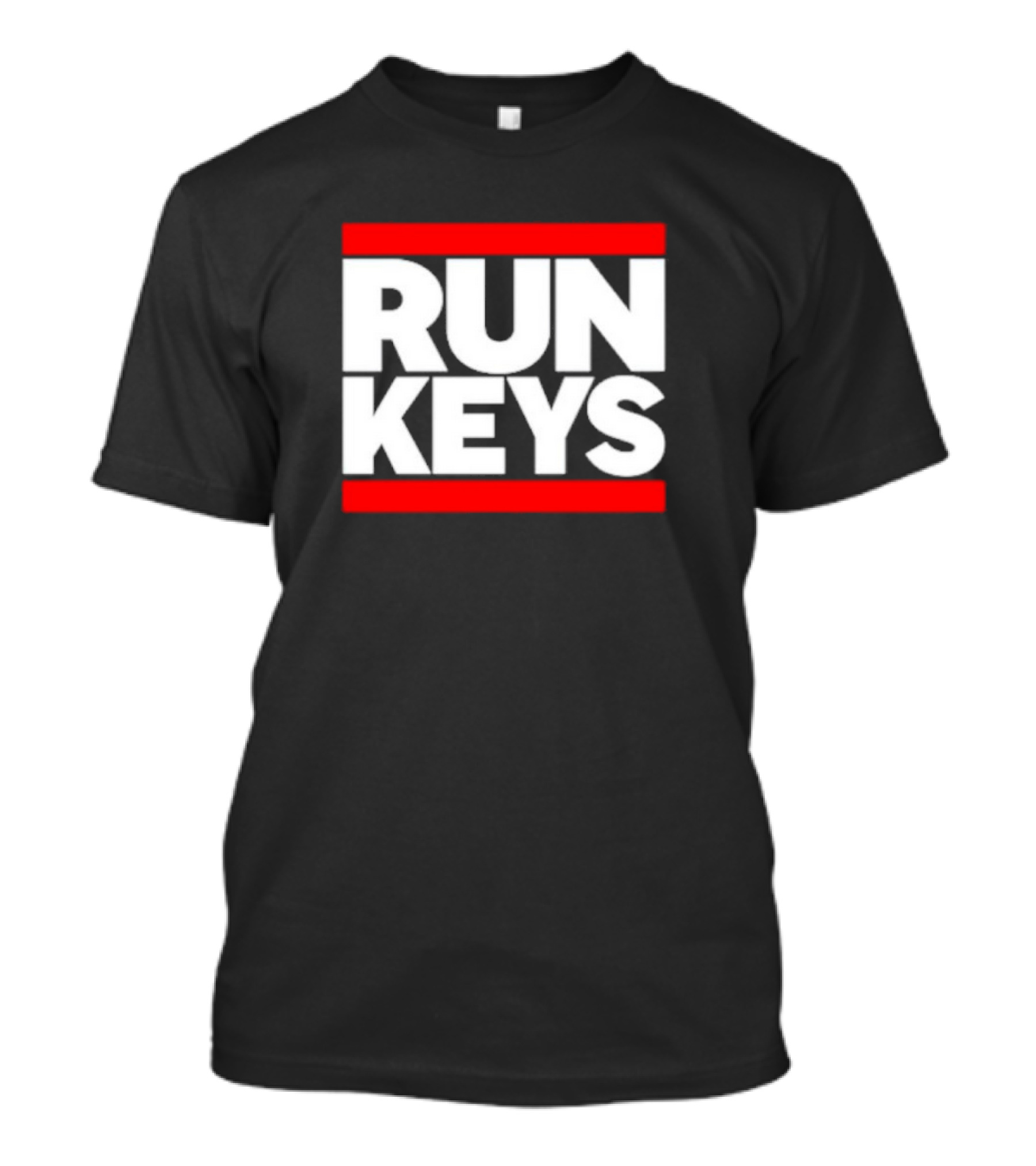 RUN KEYS Red Border Block Text T-Shirt