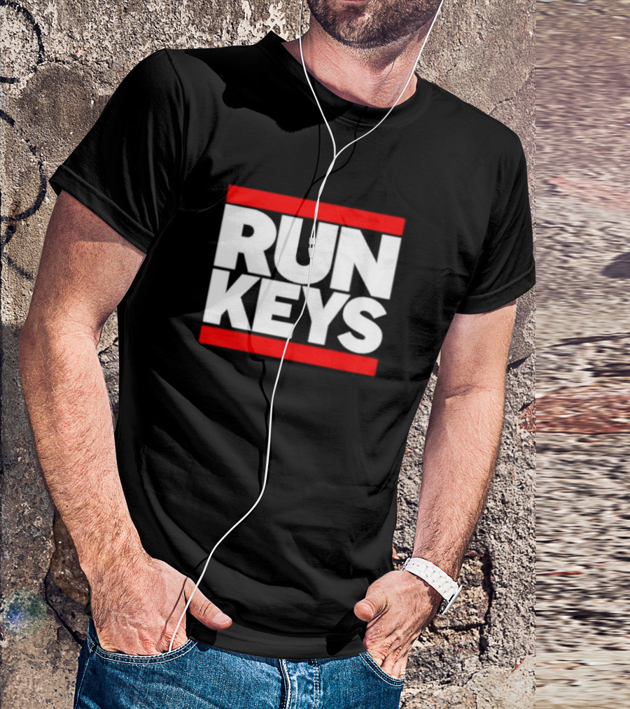 RUN KEYS Red Border Block Text T-Shirt