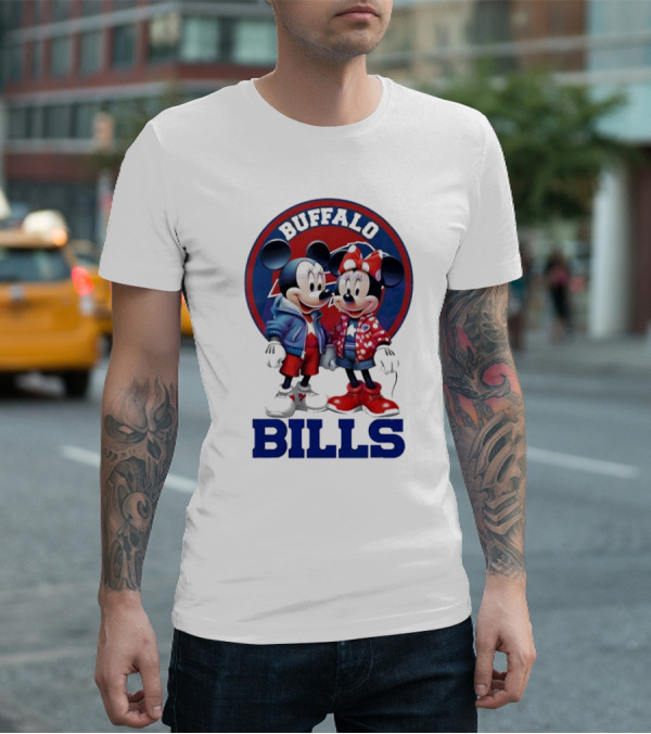 Buffalo Bills Mickey And Minnie Mouse In Team Spirit T-Shirt