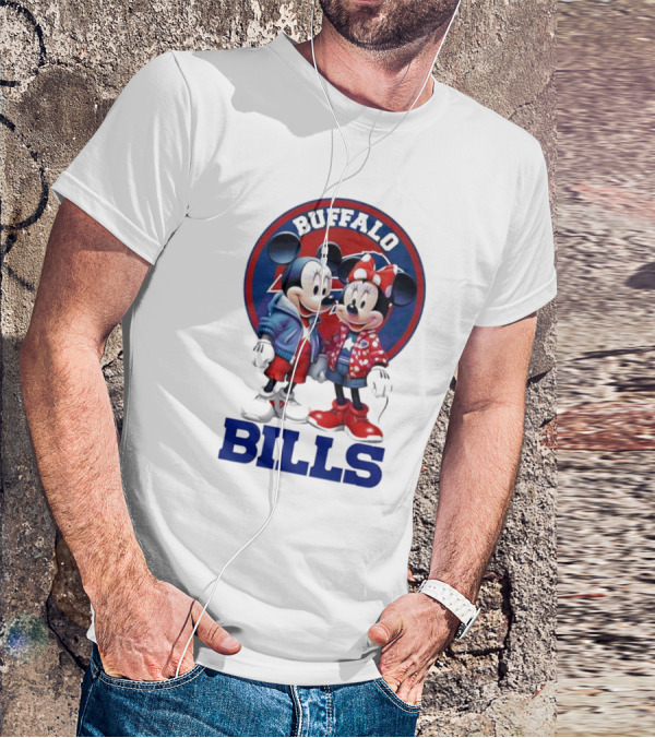 Buffalo Bills Mickey And Minnie Mouse In Team Spirit T-Shirt