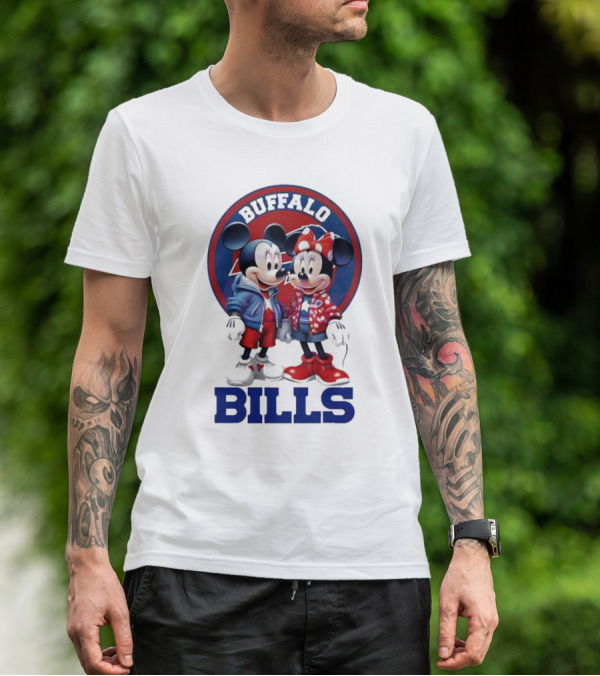 Buffalo Bills Mickey And Minnie Mouse In Team Spirit T-Shirt