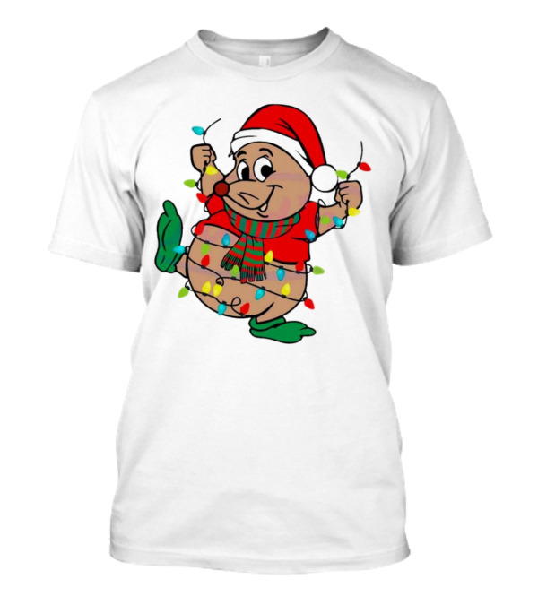 Gus Santa Hat Christmas Lights Cozy Festive Character With Bright Holiday Spirit T-Shirt