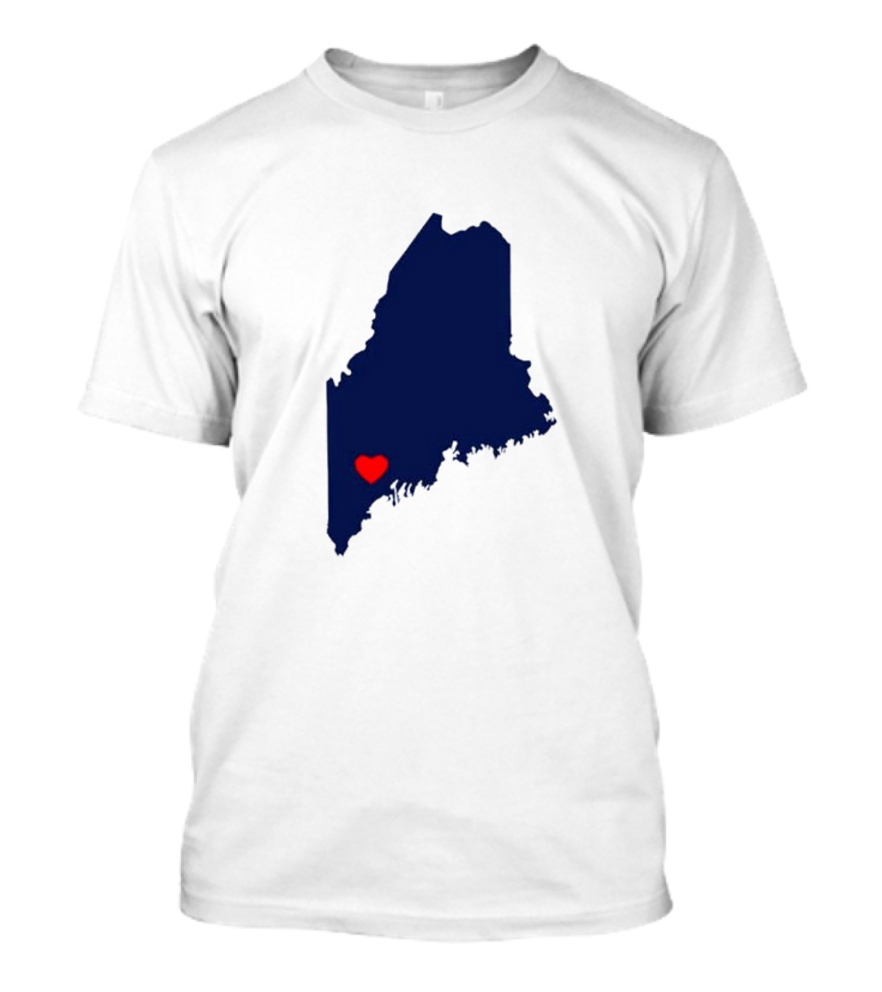 Love Lewiston Strong Heart On Maine Map T-Shirt