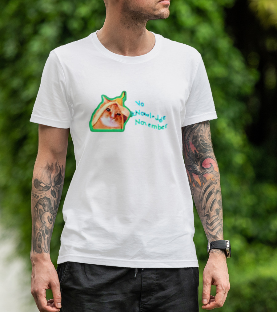 No KNowledge November Cat Banana Meme T-Shirt
