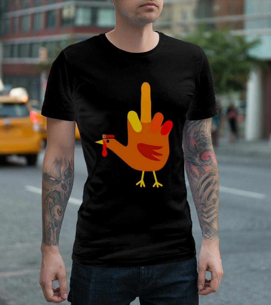 Thanksgiving Middle Finger Turkey Humor Hand Bird T-Shirt