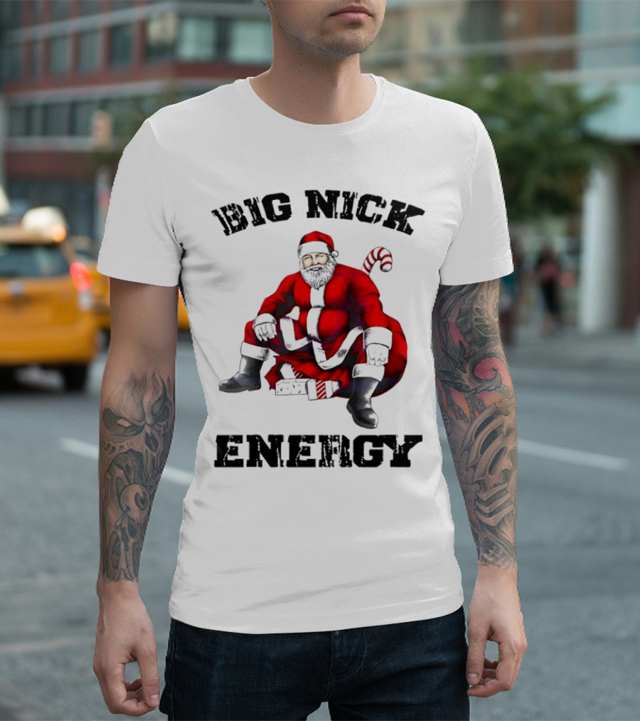 Big Nick Energy Santa Sitting Boldly In Red Suit T-Shirt