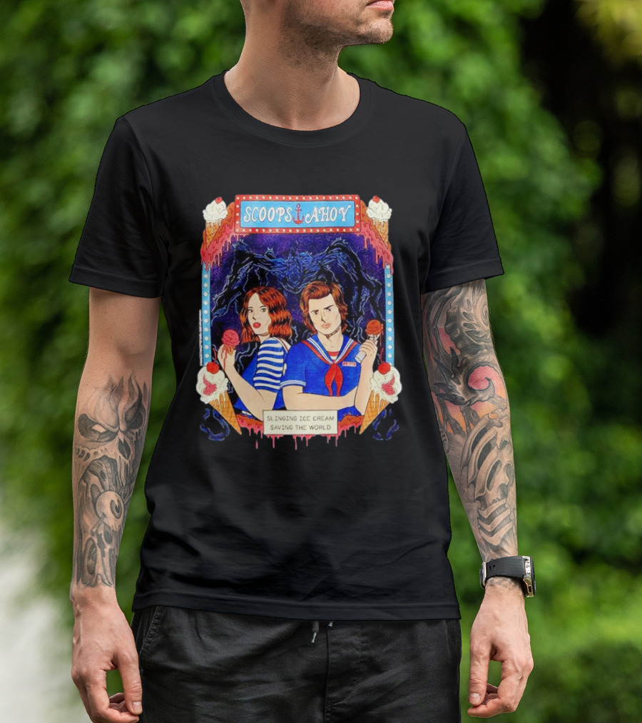 Scoops Ahoy Slinging Ice Cream Saving The World Stranger Things Duo Vintage T-Shirt