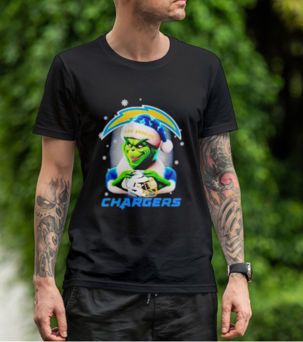 The Grinch Santa Los Angeles Chargers Christmas Holiday T-Shirt